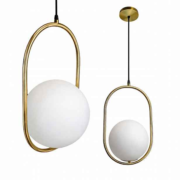 Závěsná lampa Ball Oval 25 cm E27 zlatá mléčná koule