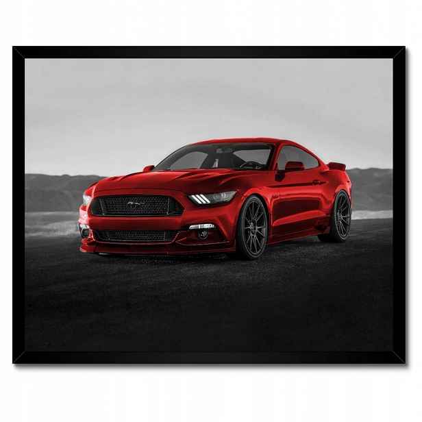 Plakáty v rámu 50x40 Červený Ford Mustang Usa