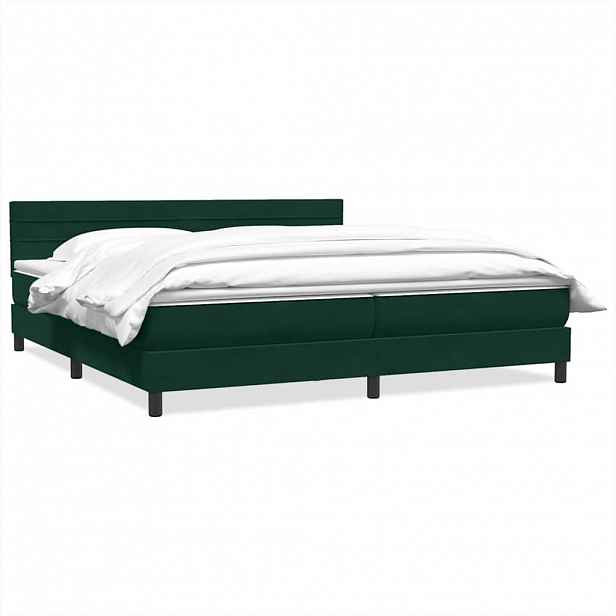 vidaXL Box spring postel s matrací tmavě zelená 180x220 cm samet