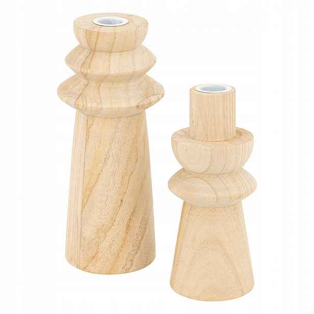 Dekorativní Dřevěný Svícen Moderní Sada 2 Ks Uma 23,5 X 10,5 CM