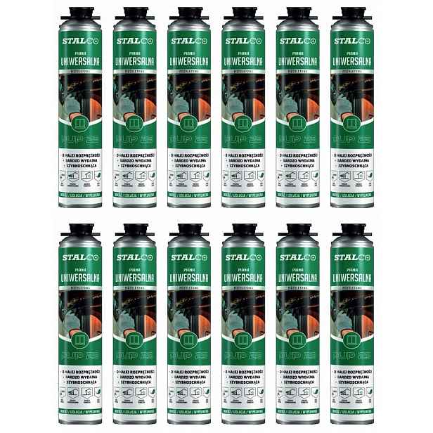Univerzální Pistolová Montážní Pěna Stalco 750 ML x 12 kusů