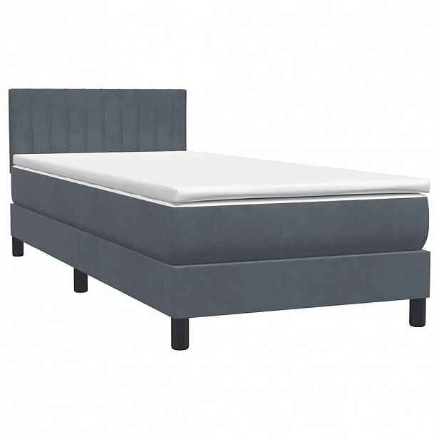 vidaXL Box spring postel s matrací tmavě šedá 80x210 cm samet