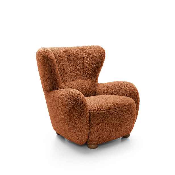 MASSENO KLASICKÉ ČALOUNĚNÉ RELAXAČNÍ KŘESLO MIST, látka bouclé, oranžové