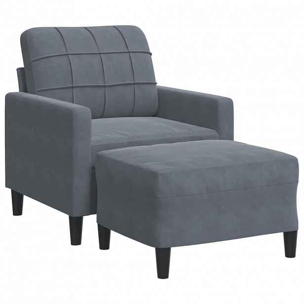vidaXL Křeslo s podnožkou tmavě šedé 60 cm samet