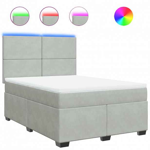 vidaXL Box spring postel s matrací světle šedá 160x200 cm samet