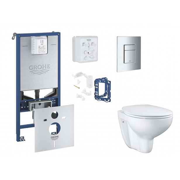 Grohe Rapid SLX - Set předstěnové instalace, klozetu, sedátka SoftClose, tlačítka Skate Cosmopolitan a sady pro vhazování tablet, chrom SANI11BB2125