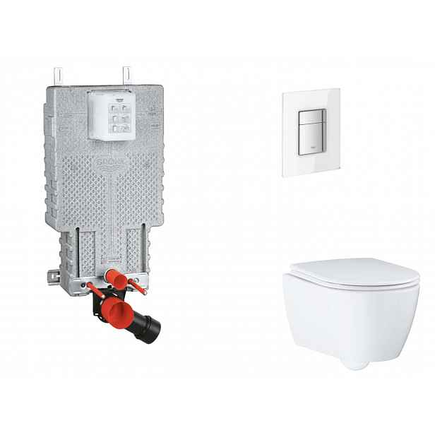 Grohe Uniset - Set předstěnové instalace, klozetu, sedátka SoftClose a tlačítka Skate Cosmopolitan, Moon White SANI15BB3115