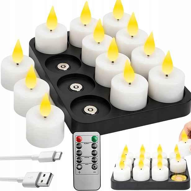 Led Dekorativní Svíčky 12 Prvků S Dálkovým Ovládáním, Časovač 150 Mah, Teplé Světlo