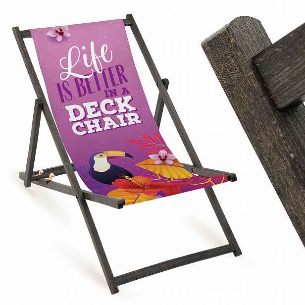 Zahradní Lehátko S Potiskem Life Is Better In A Deck Chair Skládací Plážové