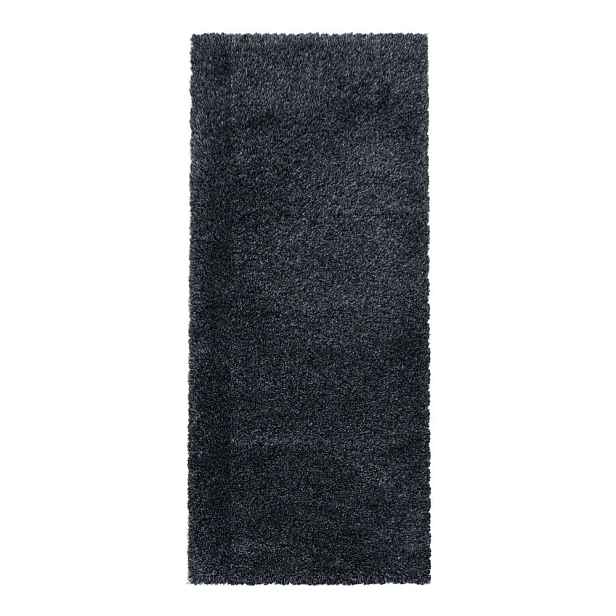 Antracitový běhoun 80x250 cm Fluffy – Ayyildiz Carpets