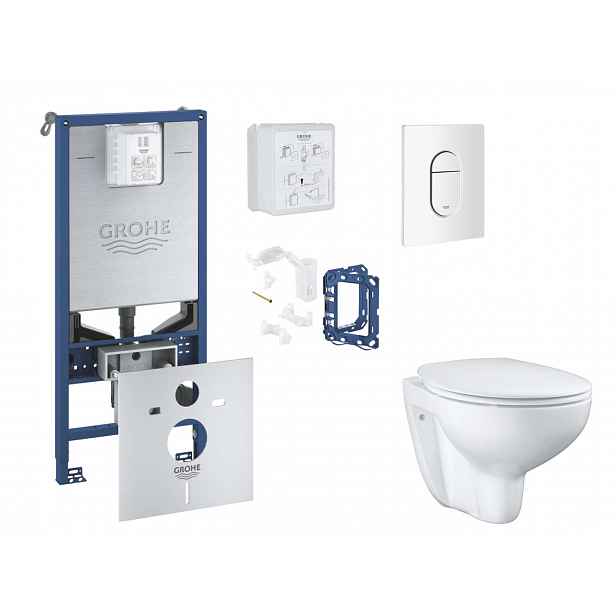 Grohe Rapid SLX - Set předstěnové instalace, klozetu, sedátka SoftClose, tlačítka Arena Cosmopolitan a sady pro vhazování tablet, alpská bílá SANI11BB