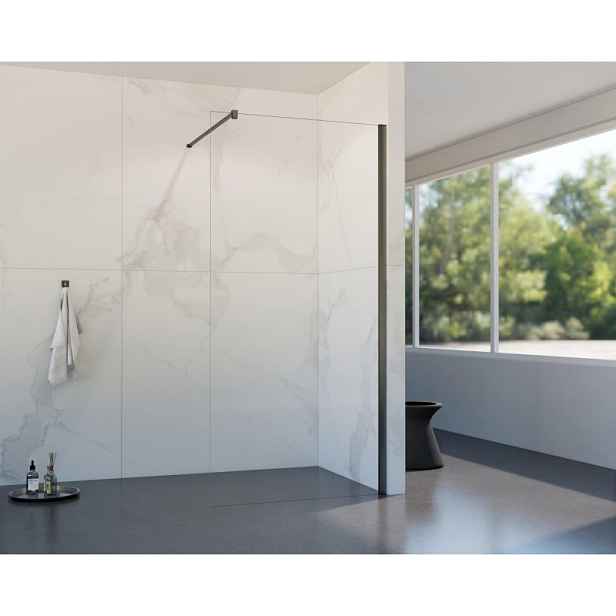 HOPA Walk-in sprchový kout LAGOS NEW 195 — Barva rámu - Grafit, Rozměr A - 140