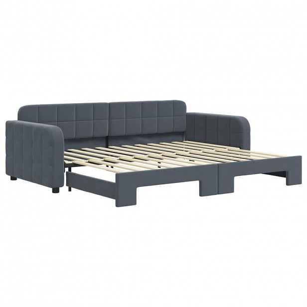 vidaXL Válenda s přistýlkou tmavě šedá 90 x 200 cm samet