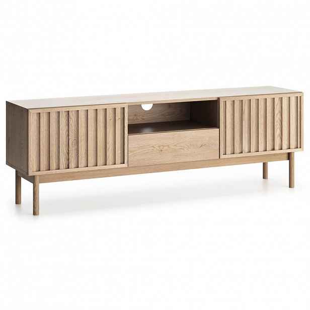 Beautysofa NÍZKÁ komoda Sapporo se 2 dvířky a zásuvkou, 160 cm, dub Cremona