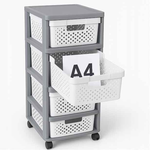 Curver regál Infinity 4x11L ažurově šedý/bílý