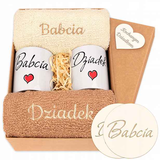 Den babičky a dědečka Ručníky Kubky db Dárek babičky dědečka