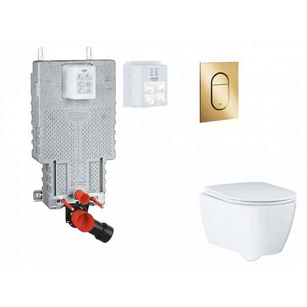Grohe Uniset - Set předstěnové instalace, klozetu, sedátka SoftClose a tlačítka Arena Cosmopolitan S, Cool Sunrise SANI15BB4120