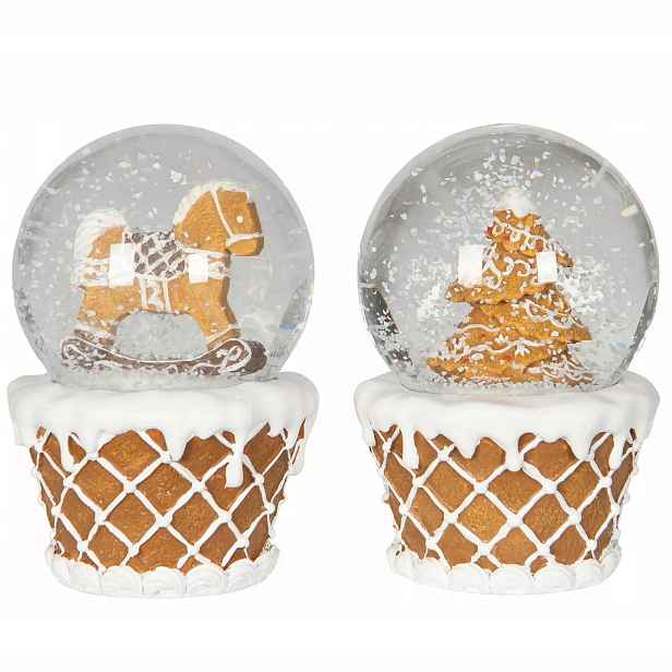 Skleněná Sněhová Koule Perník 2 ks Koník Na Pólech Vánoční Stromek Památka