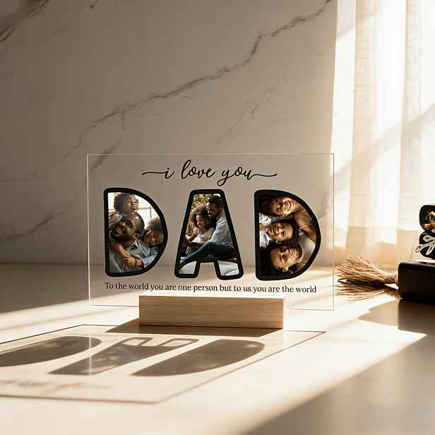 TEMU 2D Plochá, Personalizovaná Fotografická Plaketa se Základnou - Vlastní Jméno/Text & Zobrazení Fotografie Vhodné pro Tátu, Rodinný Suvenýrový