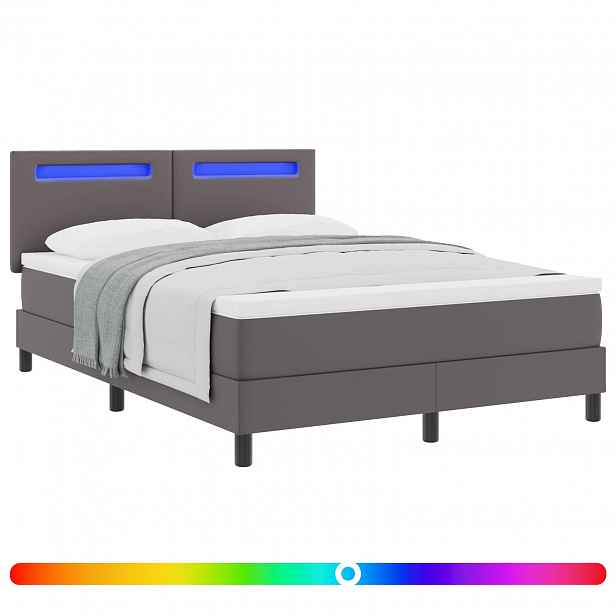 vidaXL Postel s boxspringem s matrací Šedá 160 x 200 cm Umělá kůže