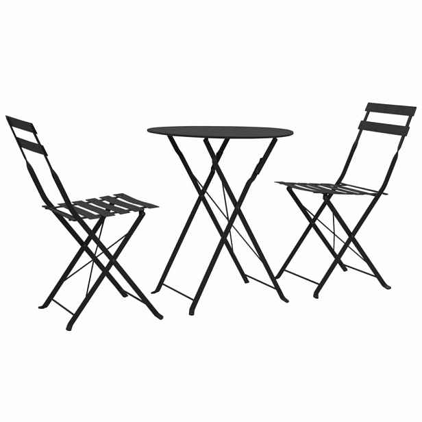 Zahradního bistro set 3 ks ocel Černá