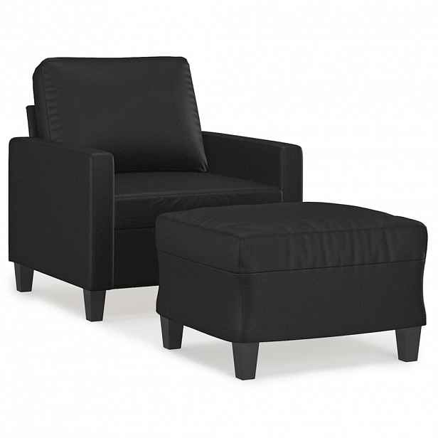 vidaXL Křeslo s podnožkou černé 60 cm umělá kůže