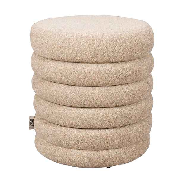Béžový taburet z textilie bouclé Fern – Dutchbone