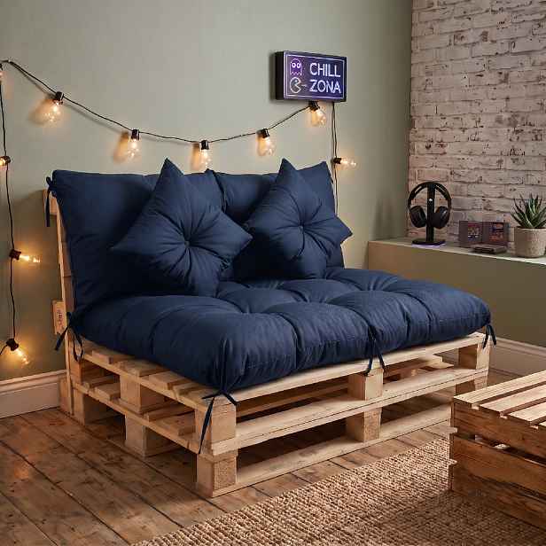 Interiérový polstr na palety CHILL ZONE 04 relax, gaming, mladé bydlení modrá Mybesthome