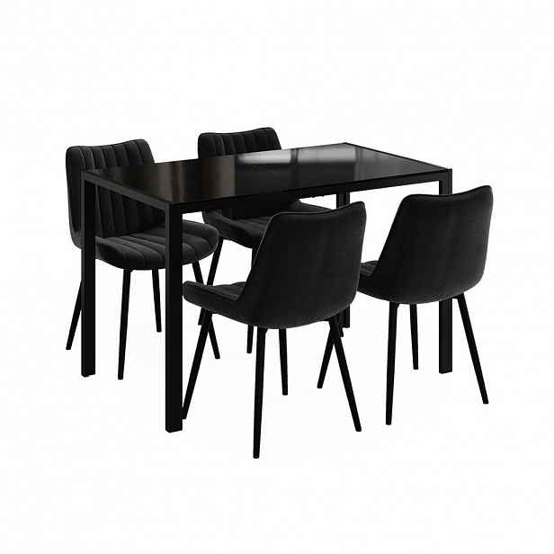Vicco JÍDELNÍ STŮL SESTAVA Grand, Černá, 120 x 70 cm se 4 židlemi (černé)