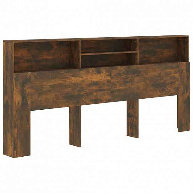 vidaXL Čelo postele s úložným prostorem kouřový dub 200x19x101,5 cm