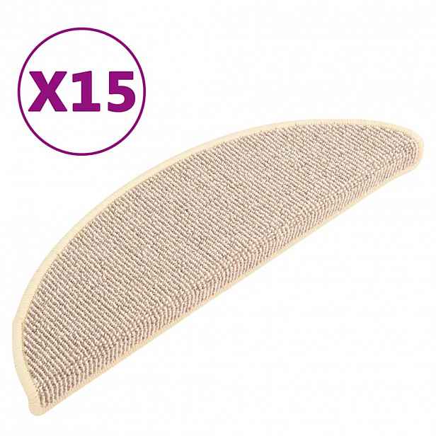vidaXL Schodové rohože 15 ks 56 x 17 x 3 cm bílé a hnědé, půlkulaté