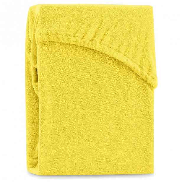 Žluté elastické prostěradlo na dvoulůžko AmeliaHome Ruby Yellow, 200-220 x 200 cm