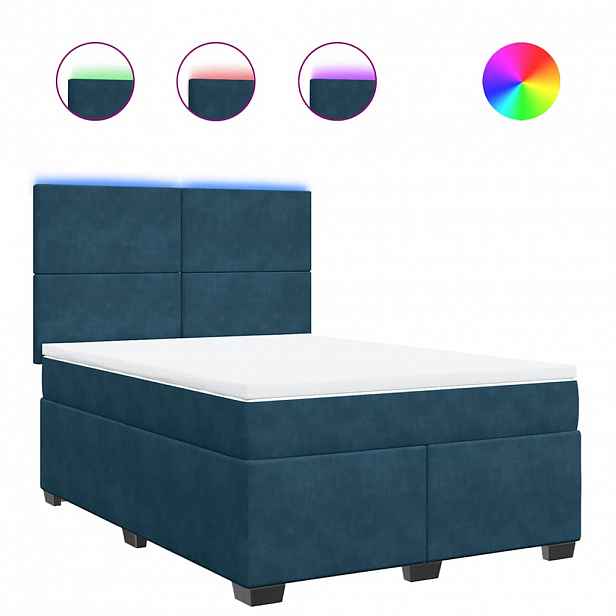 vidaXL Box spring postel s matrací modrá 160 x 200 cm samet