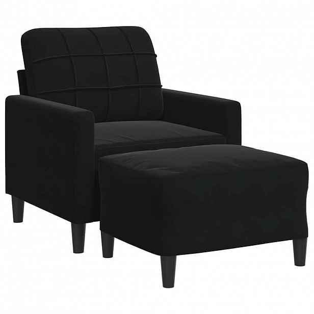 vidaXL Křeslo s podnožkou černé 60 cm samet