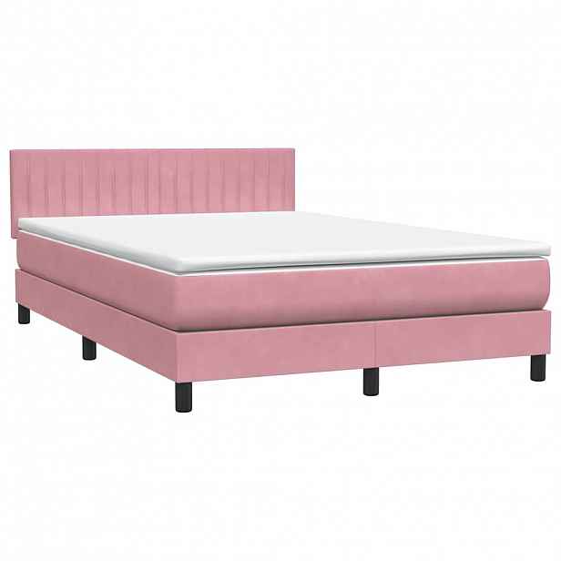 vidaXL Box spring postel s matrací růžová 160x210 cm samet