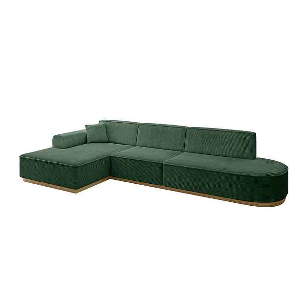 ALTDECOR ROHOVÁ SEDAČKA s otomanem, levá IREA-L2-v2 327x165x80 Zelená Manšestr