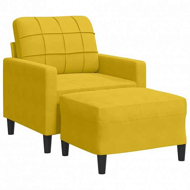 vidaXL Křeslo s podnožkou žluté 60 cm samet