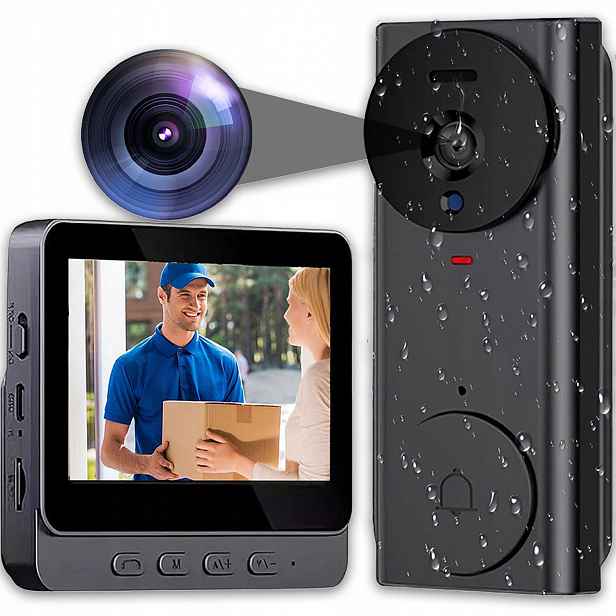 Bezdrátový Zvonek Videokamera Interkom Bluetooth Hd IP65 Černý