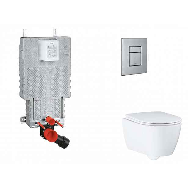 Grohe Uniset - Set předstěnové instalace, klozetu, sedátka SoftClose a tlačítka Skate Cosmopolitan, kartáčovaná nerezová ocel SANI15BB2112