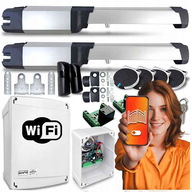 Pohon dvoukřídlé brány Bft B25 Phobos Wifi ústředna S24 Pohonník Sada