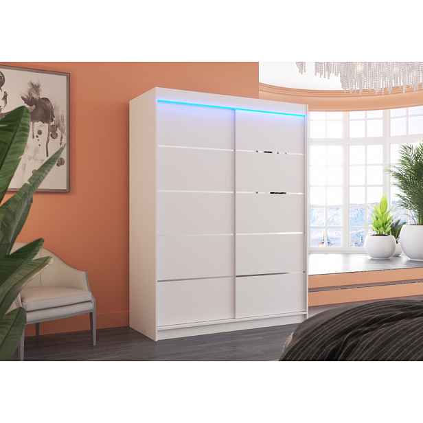 Šatní skříň s LED osvětlením 150 cm FAKRIA - bílá