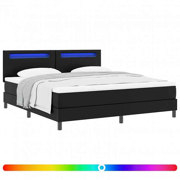vidaXL Postel s boxspringem s LED pásky Černá 180 x 200 cm Umělá kůže