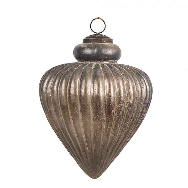 Zlatohnědá vintage skleněná vánoční ozdoba - 16*18 cm Clayre & Eef