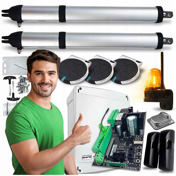 Set pohonu pro Křídlové Brány lampa 8 m ovladače pohon 400 kg Automat