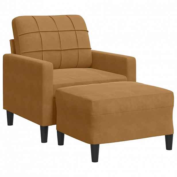 vidaXL Křeslo s podnožkou hnědé 60 cm samet