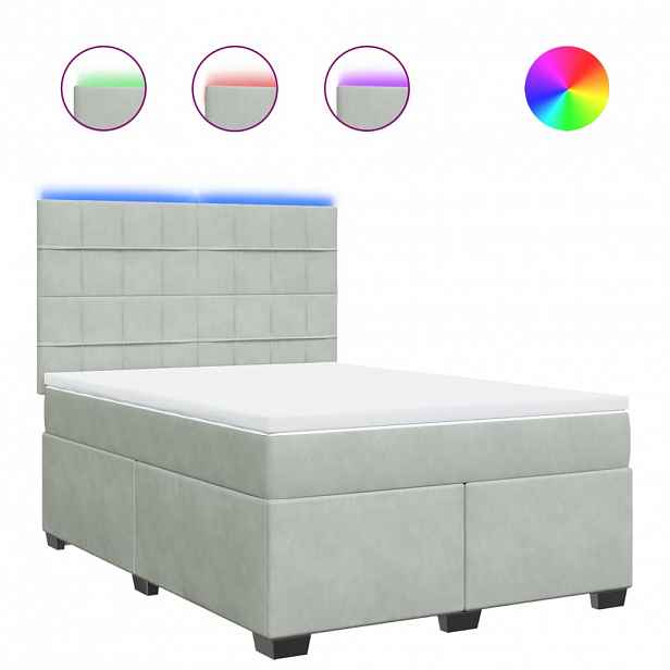 vidaXL Box spring postel s matrací světle šedá 160x200 cm samet