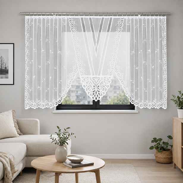 Dekorační oblouková krátká záclona na žabky ROZALIA 450x160 cm MyBestHome