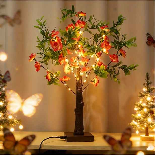 Lampička Led lampa Stromek strom Růžový Červené Růže bonsaje Dárek pro ženy
