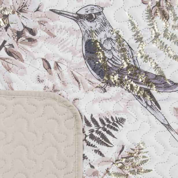 Přehoz na postel Poly 220x240 květy větvičky ptáci prošívaná glamour boho