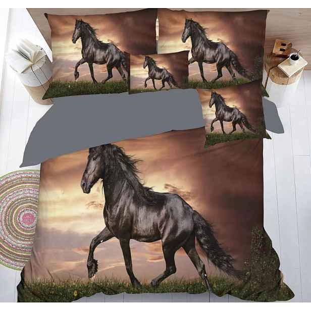 TP Sedmidílná sada hebkého povlečení se vzorem 140x200+70x90 - Hřebec